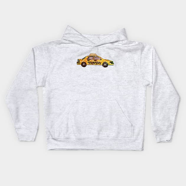 Yellow Taxi Cab Kids Hoodie by radiogalaxy